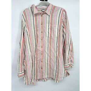 Duluth Button Up Shirt Mens XXL Hemp Organic Cotton Striped Long Sleeve Pockets